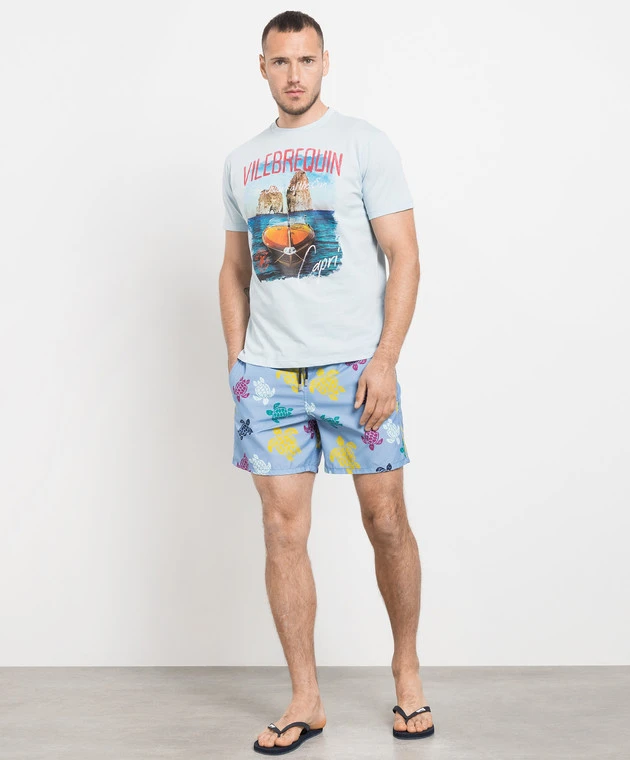 Vilebrequin Blue Swim Shorts With Ronde Des Tortues Print 2 Vilebrequin Blue Swim Shorts With Ronde Des Tortues Print - Image 2