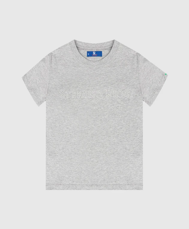 Gray T-shirt With Textured Logo 1 Gray T-shirt With Textured Logo