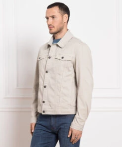 Canali Beige Denim Jacket With Logo Patch -Summer Fashion Clothing 81bb8bdd 7e69 4537 83eb 201fa0532872
