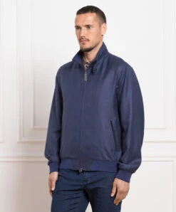Blue Wool, Silk And Linen Bomber Jacket -Summer Fashion Clothing 81eaad1c a82b 4d8b 8d17 4b0d75c22ba0
