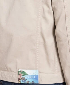 Canali Beige Denim Jacket With Logo Patch -Summer Fashion Clothing 833cd410 ceaa 491f aea4 db8d4c0d003c