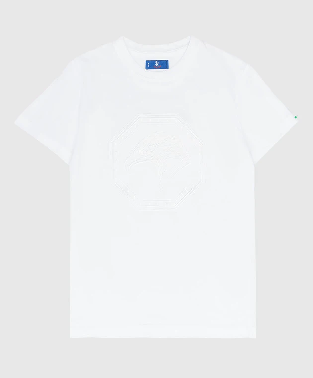 Children's White T-shirt With Logo Embroidery 1 Children's White T-shirt With Logo Embroidery