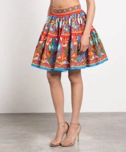 Dolce & Gabbana Red Skirt In Carretto Print -Summer Fashion Clothing 85a32148 40ae 41bf 8c21 05313a3a4bd1