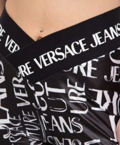 Versace Jeans Couture Black Leggings In Logo Brush Couture Print -Summer Fashion Clothing 85a74730 5367 479a 966d 244bbda3dfe6