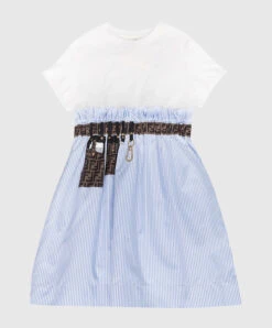 Summer Fashion Clothing 9 FENDI Baby Blue Striped Dress