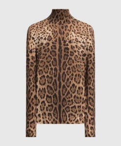 Dolce & Gabbana Brown Leopard Print Cashmere Turtleneck