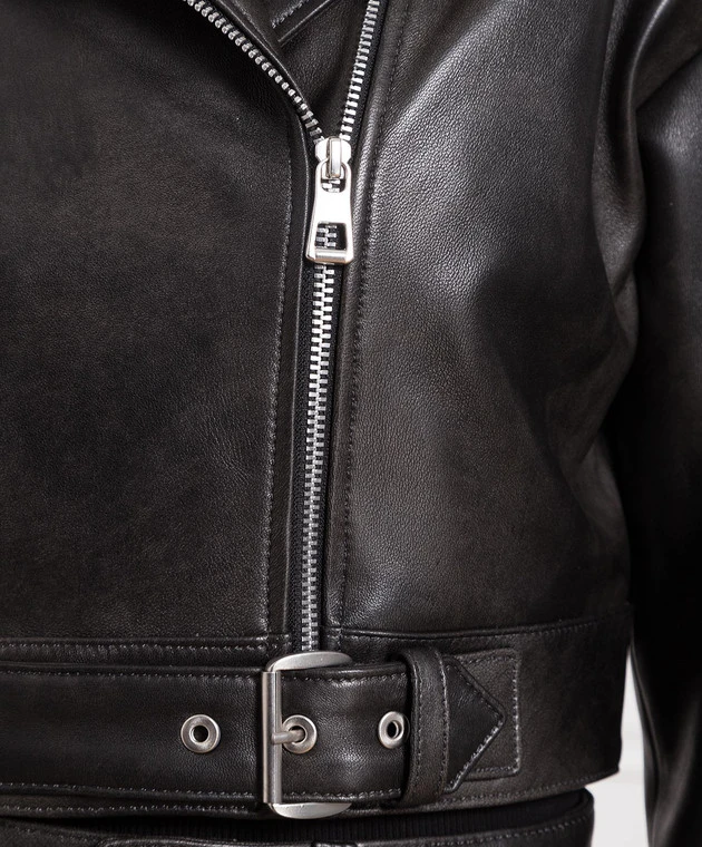 Black Leather Jacket With A Worn Effect 5 Black Leather Jacket With A Worn Effect - Image 5