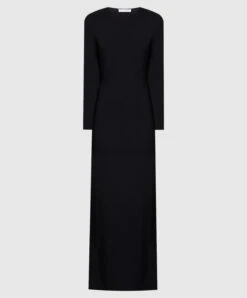 The Row Claudias Black Ribbed Maxi Dress