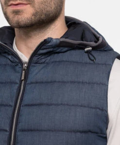 Blue Down Vest Made Of Cashmere -Summer Fashion Clothing 876bbf1b 0abe 4441 9e87 aed7803052f1