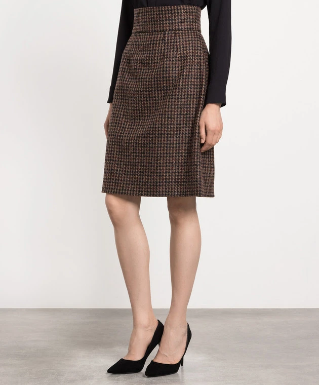 Dolce & Gabbana Brown Skirt With A Houndstooth Pattern 3 Dolce & Gabbana Brown Skirt With A Houndstooth Pattern - Image 3