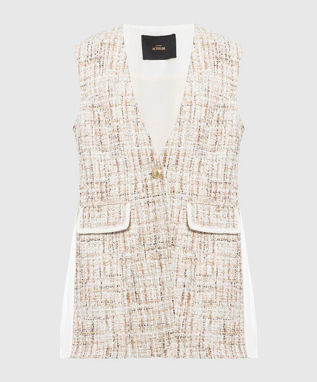 Beige Tweed Vest With Sequins 1 Beige Tweed Vest With Sequins