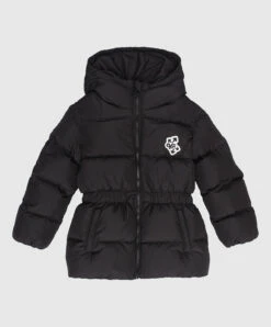 Off-White Children's Black Quilted Jacket With Off Rounded Print