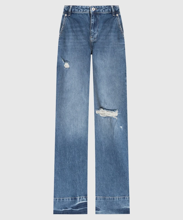 Blue Flared Jeans With A Distressed Effect 1 Blue Flared Jeans With A Distressed Effect