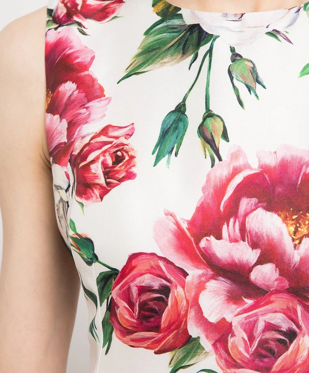 Dolce & Gabbana White Silk Dress With Peony Print 5 Dolce & Gabbana White Silk Dress With Peony Print - Image 5
