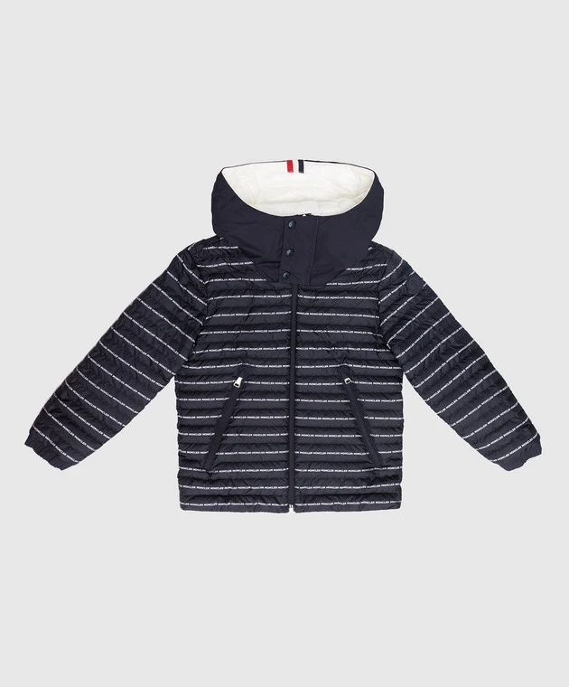 Children's Navy Blue Down Jacket With Contrasting Logo Print 1 Children's Navy Blue Down Jacket With Contrasting Logo Print