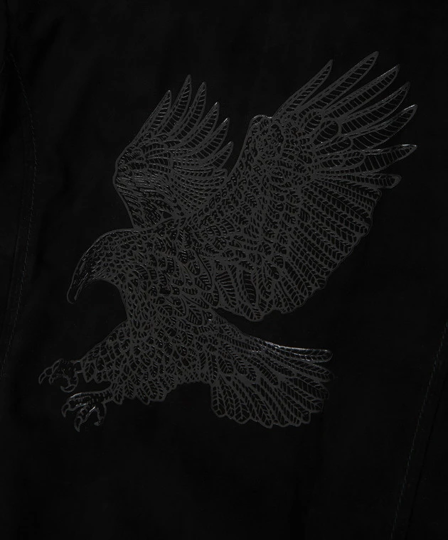 Children's Black Suede Bomber Jacket With Emblem 3 Children's Black Suede Bomber Jacket With Emblem - Image 3