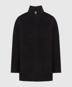Toteme Black Coat Made Of Wool