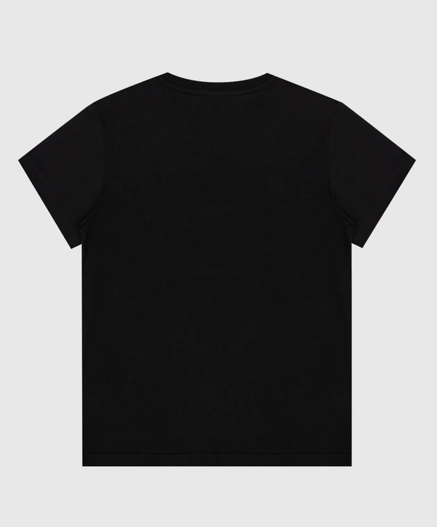 Dolce & Gabbana Children's Black T-shirt With Contrasting Logo Embroidery 2 Dolce & Gabbana Children's Black T-shirt With Contrasting Logo Embroidery - Image 2
