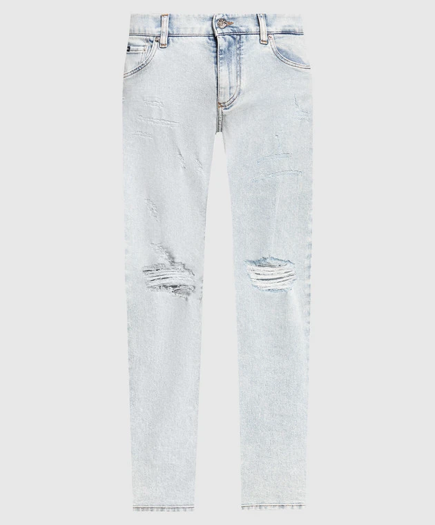Dolce & Gabbana Blue Slim Jeans With Slits 1 Dolce & Gabbana Blue Slim Jeans With Slits