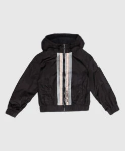 Children's Black Windbreaker With Contrasting Print