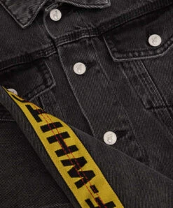 Off-White Industrial Kids Denim Jacket In Dark Gray With Branded Trim -Summer Fashion Clothing 929b77f8 d923 41be 87f7 93fb027cc03b