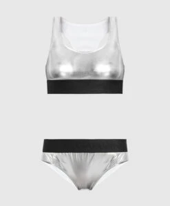 Dolce & Gabbana Silver Swimsuit With Logo