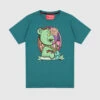 SPRAYGROUND Children's Green T-shirt With A Zombie Bear Print