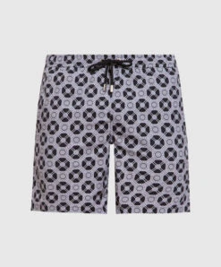 Gray Printed Swim Shorts