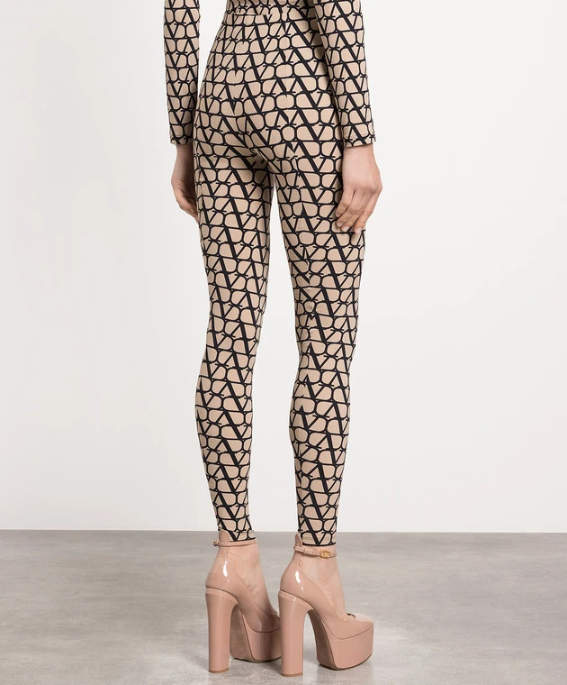Valentino Beige Leggings In Toile Iconographe Print 4 Valentino Beige Leggings In Toile Iconographe Print - Image 4