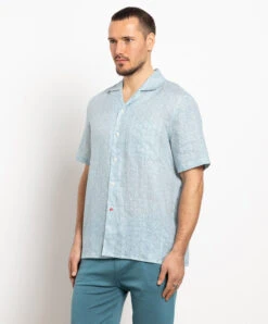 Blue Shirt Made Of Linen In A Print -Summer Fashion Clothing 98c03659 944f 4020 9430 5fa6ff5bdd43