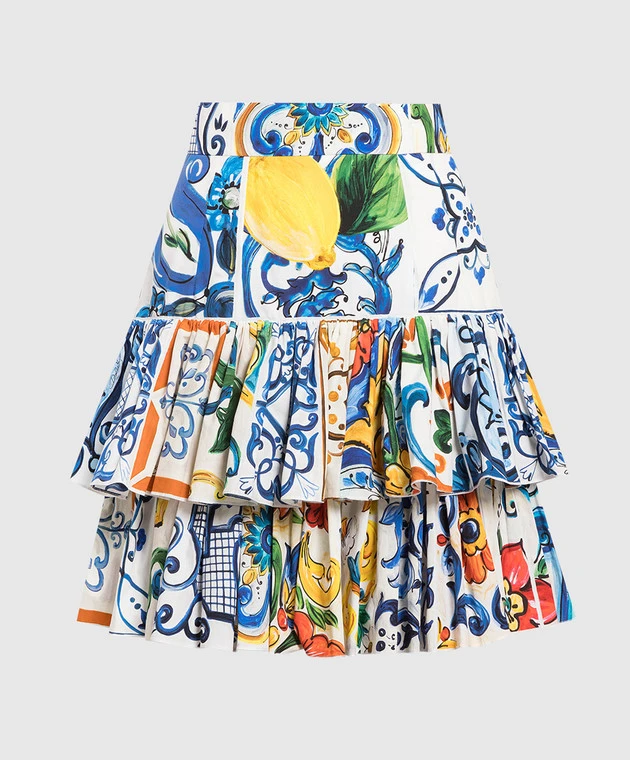 Dolce & Gabbana Skirt With Flounces In Majolica Print 1 Dolce & Gabbana Skirt With Flounces In Majolica Print