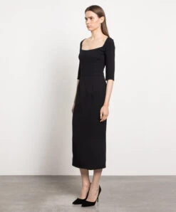 Dolce & Gabbana Black Midi Dress -Summer Fashion Clothing 9a39ebce 2b25 4484 8476 8fd6faa1a55f