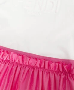 FENDI Children's White Dress With Logo Embossing -Summer Fashion Clothing 9a7dc590 fe00 4183 abf2 0315341a103d