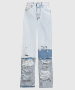 Blue Flared Jeans With Slits