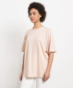 Toteme Beige Linen T-shirt -Summer Fashion Clothing 9b10b394 cece 48b6 8bb8 888df20a0930