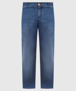 Blue Jeans With A Distressed Effect