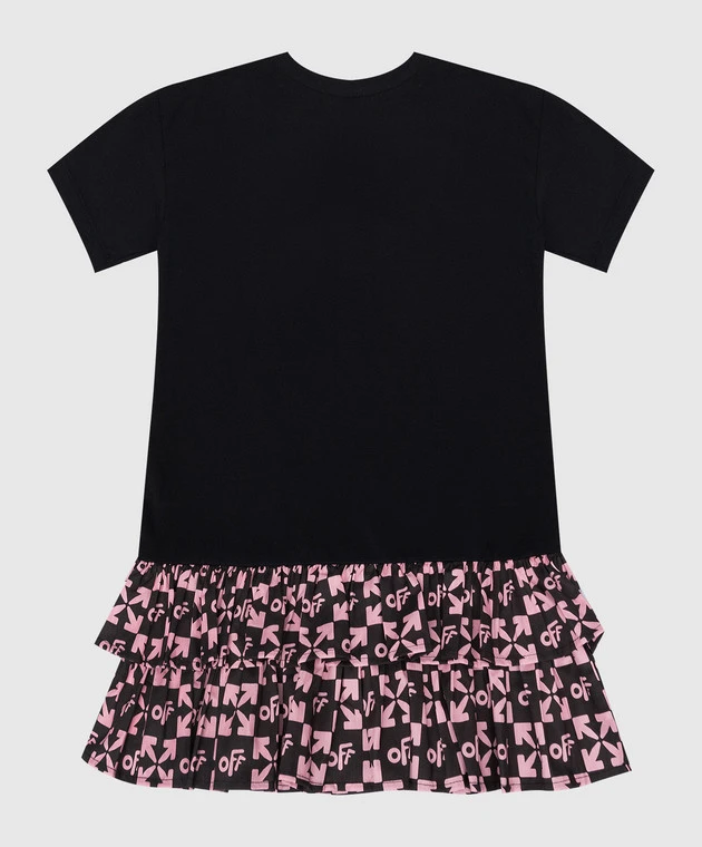 Off-White Children's Black T-shirt Dress With Logo Print 2 Off-White Children's Black T-shirt Dress With Logo Print - Image 2