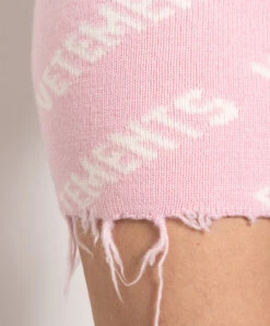 VETEMENTS Pink Wool Mini Skirt With Logo -Summer Fashion Clothing 9cdacb89 e1cb 4825 997c b978586df213