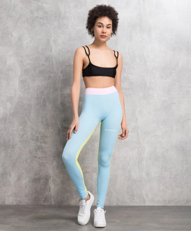 Palm Angels Blue Miami Logo Leggings 2 Palm Angels Blue Miami Logo Leggings - Image 2