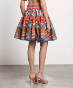 Dolce & Gabbana Red Skirt In Carretto Print -Summer Fashion Clothing 9eaf65f3 9d53 410f ac03 59d526b6784b