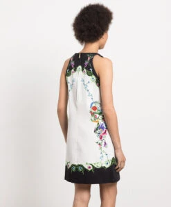 Versace Jeans Couture White Denim Dress In V-EMBLEM Garden Print -Summer Fashion Clothing 9fd5dafb e327 4c3e 96c5 9b0e742578c6