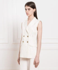 Max Mara White Double-breasted Striped Vest 7 Max Mara White Double-breasted Striped Vest -Summer Fashion Clothing a117e810 2a41 45ad 9d0c 5be4c400d85d