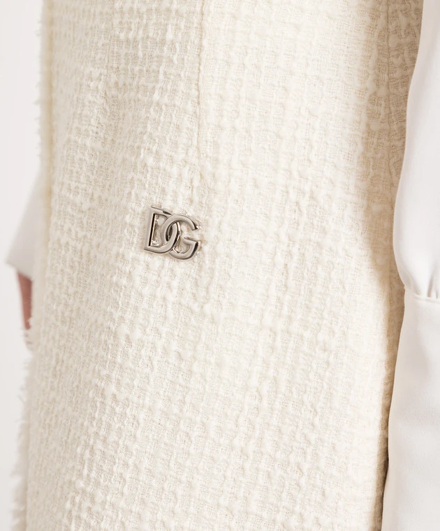 Dolce & Gabbana Beige Wool Tweed Skirt With DG Logo 5 Dolce & Gabbana Beige Wool Tweed Skirt With DG Logo - Image 5