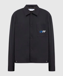 Off-White Black Windbreaker With Embroidery