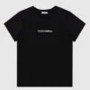 Dolce & Gabbana Children's Black T-shirt With Contrasting Logo Embroidery
