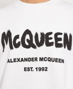 Alexander McQueen White Sweatshirt With Mcqueen Graffiti Print -Summer Fashion Clothing a49d5382 b2f3 4303 9758 31209dd60107