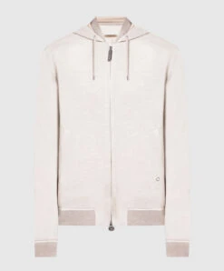 Beige Bomber Jacket With Logo