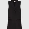 Black Vest Made Of Wool With Slits