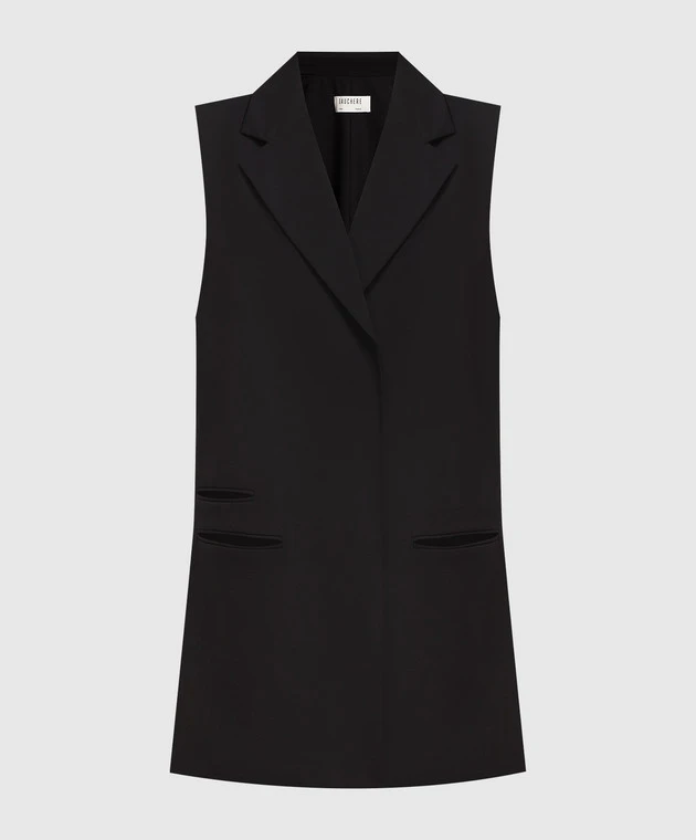 Black Vest Made Of Wool With Slits 1 Black Vest Made Of Wool With Slits