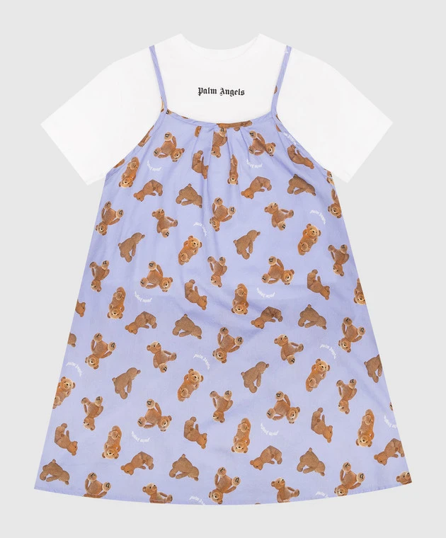 Palm Angels Children's Purple Dress In Bear Print 1 Palm Angels Children's Purple Dress In Bear Print